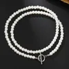 Ras du cou collier de perles hommes fait à la main brin perle pas de couleur de décoloration en acier inoxydable bijoux pour femmes filles Banquet de mariage