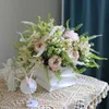 Dried Flowers Silk Rose Artificial Hydrangea Peony Bouquet For Wedding Home Decoration Fake Flower Christmas Arrangement
