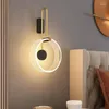 Candeeiros de parede Moderno candeeiro LED nórdico quarto de cabeceira Simplicidade Dourado Iluminação decorativa Sala de estar Corredor Acessórios interiores