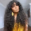 Lace Wigs Krullend Menselijk Haar Pruik Met Pony Menselijk Haar Pruiken Voor Vrouwen Menselijk Haar Kinky Krullend Braziliaans Haar Pruiken 30 Inch Goedkope Pruiken Z0613