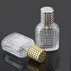 30ml Essential Oil Perfume Bottle Clear Glass Square Grid Grain Mist Pump Spray Bottle For Travel Perfume Diffuser Wholesale Qufcd