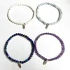 Länkarmband MG1811 Design 4 mm Grade Moonstone Aquamarine Lapis Lazuli Amethyst Gemstone Armband Set Handgjorda charm handled malas