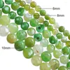 Perlen LS natürlicher apfelgrüner Feuerachat, glatter runder Stein für DIY-Halskette, Armband, Schmuckherstellung, 38,1 cm, kostenlose Lieferung