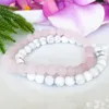 Bracelets à maillons MG1097 ensemble de Bracelets de soulagement de l'anxiété mat Rose cristal blanc Howlite cristaux de guérison empilables Mala pour les femmes