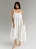 Kvinnors sömnkläder hiloc veckad bomullskvinnor klänningar rygglös gravida kvinnliga nattklänningar spaghetti rand lös nattklänning kvinnor 2023