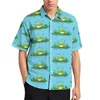 Chemises décontractées pour hommes vert drôle grenouille Blouses homme mignon imprimé Animal hawaïen à manches courtes Design mode surdimensionné plage chemise cadeau