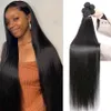 Hair Bulks Bone Straight Brazilian Hair Weave Human Hair Bundles 28 30 32 Inch 100% Raw Human Hair Extension 3 4 Bundles Weft 230613