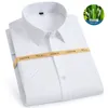 Mens Casual Shirts Half Sleeve Shirt Men Bamboo Fiber Wear Fashion Work White Slim Fit Button Up Short 230614