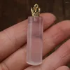 Pendant Necklaces 1PC Healing Crystal Stone Charms Natural Rose Pink Quartz Column Shape For Jewelry Making DIY Necklace Accessories