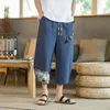 Pantaloni da uomo Harem in lino di cotone giapponese da uomo estivi traspiranti ritagliati per fitness in vita elastico casual 230614