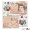 Andere festliche Partyzubehör Realistische Requisitengeld Britisches Papier Pfund EU-Kopie 100 Stück Packung Nachtclub Film Gefälschte Banknote für MO Dh1A0