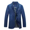 Men's Suits Mens Denim Blazer Men Fashion Cotton Vintage Suit Outerwear Male Blue Coat Jacket Slim Fit Jeans Blazers Top