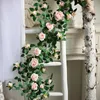 ドライフラワー人工花バラ植物植物絹のガーランドグリーン植物ホームガーデンウォールフェンス結婚式の誕生日装飾180cm71inch 230613