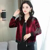 Vestes femme velours manteau court femme automne hiver industrie lourde clou perle couleur unie sauvage lâche cardigan uniforme de baseball veste haut