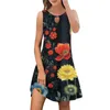 Günlük Elbiseler Kadınlar İçin Yaz Yazları Modaya Dönüştüren Boho Çiçek Baskı Kapağı Sarma Peephol Split Maxi
