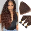 Extension de cheveux bouclés brun foncé I Tip Remy Kinky Curly Microlinks Extensions de cheveux Itip pré-collées 100g