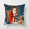 Kudde Angel och Santa Decorative Cover Christmas Polyester Pillow Case For Bedroom Soffa Couch Sweet Home Festival Decor 45x45