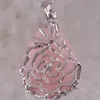 Naszyjniki wiszące dan biżuterii prezent Kamień naturalny 27x36 mm woda kropla koralika różowy kryształ na naszyjnik 1pcs K327