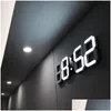 Duvar Saatleri Modern Tasarım 3D LED Saat Dijital Alarm Ev Oturma Odası Ofis Masa Masası Gece Ekran Damla Teslimat Bahçe Dekoru Dhiag
