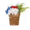 Flores decorativas Dia da Independência Americana Hortênsia Pendurado na Parede Garland Cesto de Flores Artificiais Comemoração Decoração de Festa