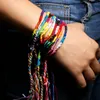 Freundschaftsarmband, nepalesischer Nationalwind, handgefertigt, Regenbogen-Armreif, glückliches Handseil, gewebte Armbänder, Schmuck, Geschenk, 10 Stück/Packung