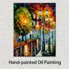 Cityscapes Canvas Art After A Night Rain Beautiful Street Landscape Handmade Painting for Modern Home Office