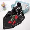 Foulards femmes foulard en soie mode impression grand carré été enveloppes 90 90 cm musulman Hijab tête bohème châles