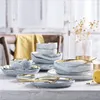 Dinnerware Sets Factory Wholesale Restaurant Nodic Christmas Marble Dinner Set Wedding Plate Golden Pattern Luxury Ceramic Tableware