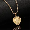 Pendant Necklaces Golden Chinese Style Buddha Amulet Hinduism Gold Plated Buddhist Guanyin Necklace For Women Men Heart Jewelry