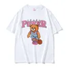 メンズTシャツINAKAパワープリントTシャツ半袖ピンクバスケットボールベアパターンTシャツMEN PURE COTTONT TEES MALE Y2K特大Tシャツ230613
