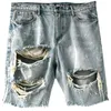 Jeans pour hommes Streetwear Jean Shorts hommes printemps été mode déchiré évider conception Denim pantalon court Vintage hommes ample droite