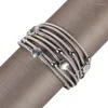 Bedelarmbanden ALLYES Boho metalen omhulsel kralen lederen armband voor vrouwen mode handgemaakte gevlochten meerlagige wrap strand sieraden