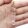 Pendant Necklaces Natural Clear Quartz Irregular Columnar Metal Chain Necklace Healing For Women And Men Jewelry Reiki Gift