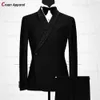 Herrenanzüge Blazer Luxus formelle schwarze Hochzeit Männer Anzug Set Slim Fit Groomsmen Bräutigam Smoking weiße Designs glänzender Schal -Revers -Blazer -Hosen 2pcs 230614