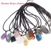 Mini Naturel Brut Améthyste Quartz Cristal Pendentif Corde Noire Chaîne Collier Énergie Pierre Guérison Méditation Yoga Cadeau En Gros