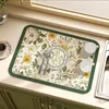 Tovagliette Cucina Assorbente Scarico Pad Tappetino per asciugatura piatti vintage Gomma drenante Stoviglie Tazza Bottiglia Tappeto Stoviglie Decorazioni per la casa