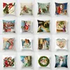 Kudde Angel och Santa Decorative Cover Christmas Polyester Pillow Case For Bedroom Soffa Couch Sweet Home Festival Decor 45x45