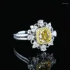 Cluster Rings Online Celebrity Diffusion en direct Produit Simulation Topaz Flower Full Diamond Open Ring Femme