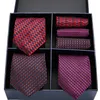 Neck Ties Present Box Pack Mens Tie Skinny Pink Palid Silk Classic Jacquard Woven Long Tie Hanky ​​Set for Men Formal Wedding Party 230613