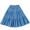 Skirts Summer Children Girls Denim 4 To 16 Years Teenage Kids Clothes For Mommy And Me 100 Cotton Cover Knee Ruffles Skirt 230614