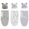 Sleeping Bags Baby Bag Newborn Swaddle Wrap Hat Hug Quilt Infant Receiving Blanket Bedding for 0-12 Accessories R230804