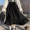 Gonne Gonna lunga Gothic Lolita Donna Harajuku Cinturino con volant Nero Vita alta Soft Girl Giapponese Kawaii Streetwear Estate