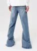 Jeans masculino largo largo com estilo americano envelhecido hip hop namorado masculino elegante acabamento lavado