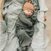 Sovsäckar knutna baby klänning bomull nyfödd swaddle filt väska barn tjej pojke klänningar spädbarn tillbehör R230614