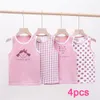 Vest 4pcslot summer girls tank top cartoon underwear youth cotton sports childrens dot plaid girl pattern 230617