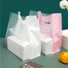 Embalagem para presente 50 pçs Saco de presente de plástico transparente com alça Saco de presente para festa de casamento de Natal Saco de embalagem para bolo de doces 230614