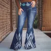 Groothandel westerse kleding dames hoge taille vrouwen denim flare jeans