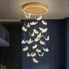 Pendelleuchten Moderne LED Kreative Schmetterling Lichter Kristall Goldener Kronleuchter für Leiter Drehtreppe Treppe Loft Villa Duplex