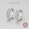 Hoop Huggie Ailmay Mode Rechthoekig Gestapeld Clear Zirkoon 925 Sterling Zilver Oor Gespen Hoepel Oorbellen Voor Vrouwen Romantische Bruiloft Sieraden 230614