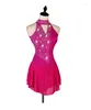 Desgaste de la etapa Vestido de patinaje artístico Mujeres Chica Hielo Figureskates Gimnasia Traje Personalizado Rhinestone Rojo Negro Rendimiento